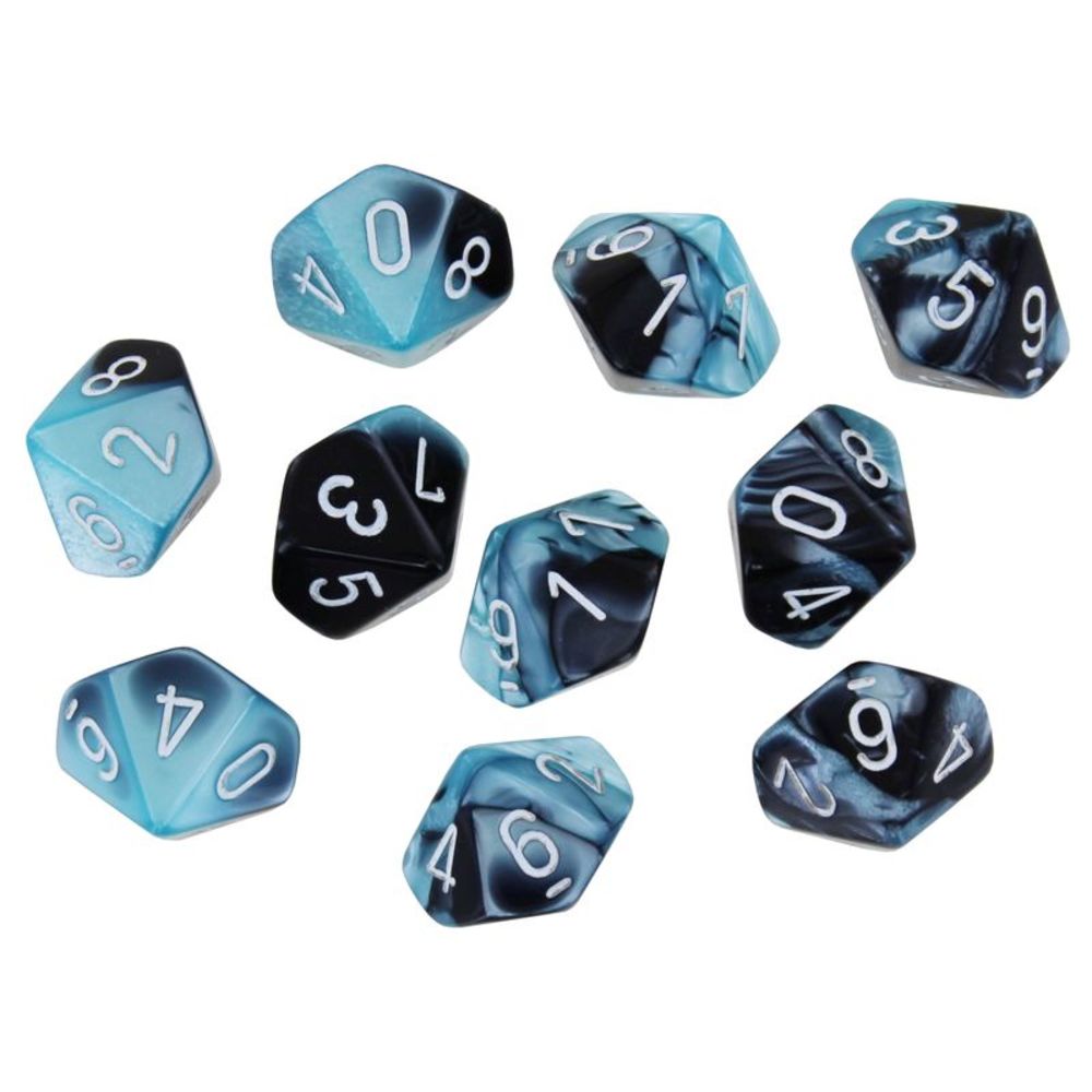 Chessex Gemini Black-Shell/White D10 Dice Set (10)
